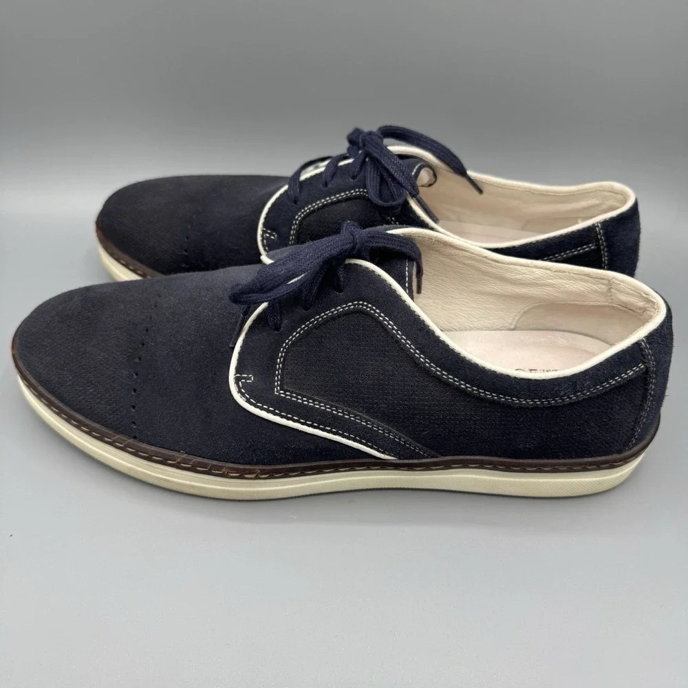 Johnston & Murphy Mens 9.5 Denby Cap Toe Shoes Navy  Suede Preppy